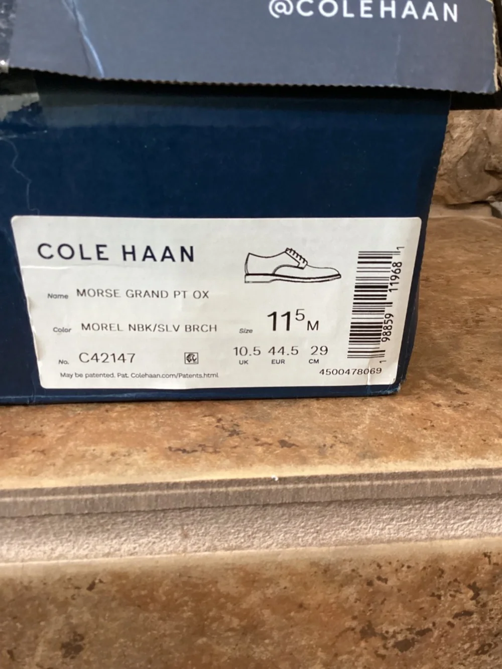 Cole Haan Morse Grand Plain Toe Oxfords Mens 11.5 Nubuck Morel‎ Silver Birch New